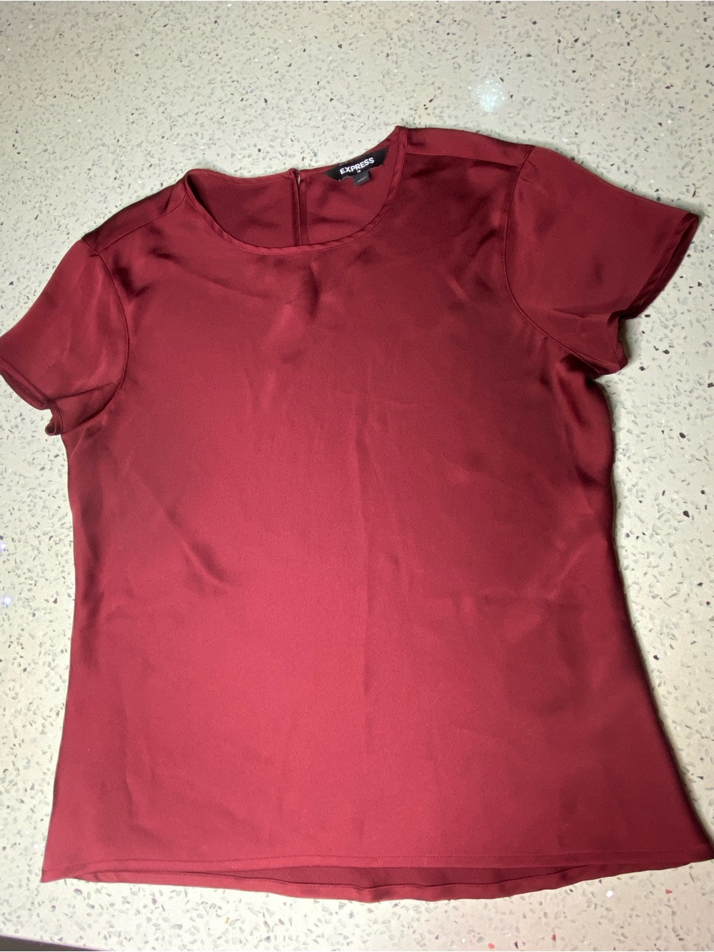 Express Women's Short Sleeve Crewneck Top - Wine Red